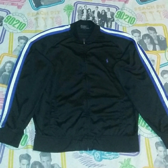 90s〜00s Polo Ralph Lauren Track Jacket S Polo Ralph Lauren Black Track Jacket Red Pony White Stripes Zip-Up
